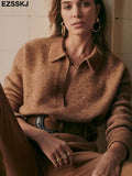 Autumn Winter casual chic v-neck oversize thick Sweater pullovers Women 2021 loose elegant Sweater Pullover female Long