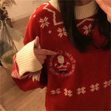 Christmas Sweaters Women Lovely Retro Chic Ulzzang New Loose Sweet Tops Pullover Autumn Winter All-match Daily Knitted