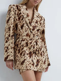 Print Long-Sleeved Blazer 2025 Autumn New Temperament Commuting Waist