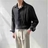 Blouse Korean Version Of Loose Casual Long-Sleeved Shirt Men's Trend Handsome Striped Non-Ironing Shirt Autumn-Outfit