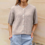 Button Up Short Sleeve Cardigan-Outfit