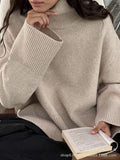 New Loose Knitting Jacket Solid Color High-Collar Loose Autumn And Winter Women's