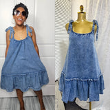 Hot Summer New Fashion Splicing Sling Strap A-Word Denim Dress