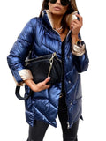 Puffer Jacket Women Oversized Winter Parka Cotton Padded Warm Coat Female Outerwear Quilted Coats Stand Collar Patchwork