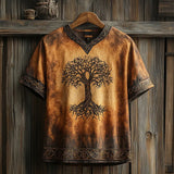 Men's Short-Sleeved Casual V-Neck T-Shirt 3D Digital Print