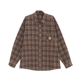 Toloer Couples Retro Badge Plaid Shirt Men And Women 2024 Spring And Autumn New Long Sleeve Versatile Shirt