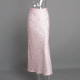 Satin Floral Midi Skirt-Outfit
