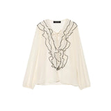 Homemade New Women's Oceanic Laminated Semi-Transparent Shirt
