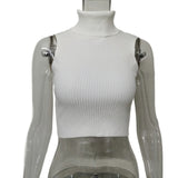 Spring And Summer Hot Sale Of New Knitted Shirts Hot Tidly Tidly Pitted Small Vest High-Collar Sleeveless Solid Color Bottoming Shirt Wears