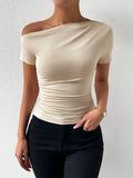 And Summer New Self-Healing Folding Irregular Short-Sleeved T-Shirt