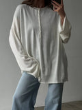 Simple Style Lock-Free Knitted Sweater Thin Lazi Loose Bottom Long Sleeve Lazy Leisure Autumn