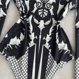 Toloer Integrated Top Sexy Slim Standing Collar Bottom Joined By