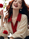 Toloer French Chiffon Shirts Spring 2025 New Chic Long Sleeve Clip