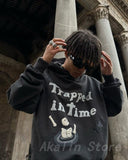Foaming Pattern Hoodie Men Y2k New Street Popular Hip Hop Top Harajuku Retro Casual Loose Sweatshirts Unisex Oversized