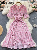Holiday Women Party Clothes Floral Fashion Dress Female Clothing A line Dresses Outfits Summer Midi Beach Sundress