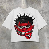 T-Shirt Y2K Hip-Hop Letter Retro Cross Graphic Print Oversized T-Shirt Men's Round Neck Cotton Short-Sleeved Shirt-Outfit