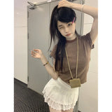 Toloer Short-Sleeved Striped T-Shirt Female 2024 Summer Hot Girl Slim Slim Bottom Shirt Versatile Student Short
