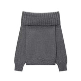 Spice Girls Collared Sweater Women's Autumn 2025 French Sexy Bare Shoulder Long-Sleeved Knitted Shirt