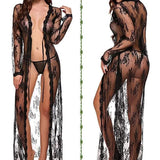 Lady Sexy Lace Mesh Transparent Sex Robe Nightdress Direct Sales-Outfit