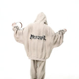 Mud Dyed Old Hooded Hoodie Sticker Oversize Couple With Open Shirt Zipper Handsome