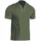 Men's Fitness Plus-Size Sports T-Shirt Men's Elastic Cotton Pocket Short-Sleeved Summer V-Neck Polo