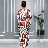 Printed Pantyhose Kit Rope Tie With Loose Blouse And Casual Broad Leg Pants Two-Piece