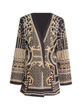 Toloer Small Suit 2024 New Fashion V-Neck Nail Bead Print Long Sleeve High-End Sense Suit Jacket Woman-Outfit