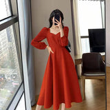 Toloer Style Little Black Dress Female 2024 Summer New Retro V-Neck Show Thin Knee Black Dress Dress-Outfit
