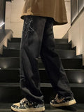 Men's Star Loose Straight Leg Jeans-Outfit