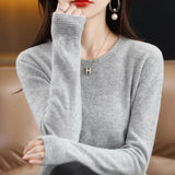 Toloer Women's Fall / Winter 2023 New Loose Knit Women's Top With A Sweater Soft Waxy Sweater-Outfit