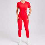 Toloer And Winter Stereo Back Tight Short-Sleeve Trousers One-Piece Sports Yoga Suit 88201-Outfit