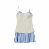 Spring And Summer New Women's Fashion Sexy Silk Splicing Slinged Dress