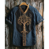 Men's Short-Sleeved Casual V-Neck T-Shirt 3D Digital Print