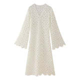 Toloer Women's Wear 2024 Summer New Lace Embroidered Hollowed-Out Dress-Outfit
