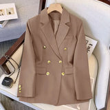 Toloer Suit Female 2024 Spring And Autumn New Khaki Loose Show Thin Suit Jacket Casual Wide-Leg Pants Two-Piece Set-Outfit