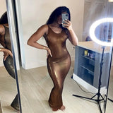 Backless Long Dress Women Summer Sleeveless Autumn Bodycon Party Y2k Sundress 2022 Elegant Female Clothing Streetwear