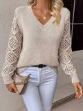 Sweater Women's Knitted Shirt Languid Languid Long Sleeve V Collar Hooded