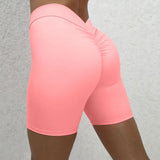 Toloer V Wrinkle Tight Hip Yoga Shorts New No Embarrassment Line Peach Hip Fitness Shorts-Outfit