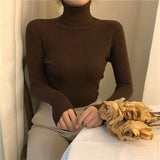 Turtleneck Pullovers Sweaters Women 2022 Autumn Winter Primer Shirt Long Sleeve Short Slim-fit tight Jumper Tops