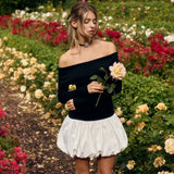 Autumn Women's Temperament Fashion Collar Long Sleeves And Shoulders Splicing Short Pony Dress Dress