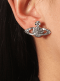 Rhinestone Planet Design Earring-Outfit