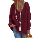 Pullover Sweater V-neck Long-sleeved Knitted