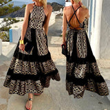 Toloer Women's Wear Summer 2023 New Print Bohemian Fashion Loose Off-The-Shoulder Dress-Outfit