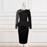Designer Cut Piece Splicing Dress Nail Beaded High-Rise Thin Dress Dress Dress Dress