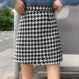 Gingham Plaid High Waist Mini Pencil Skirt-Outfit