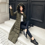 2023 Winter New Cotton Clothes Female Long Style Over The Knee Slim And Thick Padded Clothes Big Wool Collar Down Cotton-Padded Jacket Warm Coat-Outfit