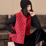 New Chinese Style Dish Buckle White Duck Down Down Vest Female Wear Winter New Fashion Diamond Large Size Vest Down Liner-Outfit