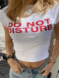 Slogan Print White Crop Top-Outfit