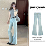 Kong Style Blue Hottie Slim Elastic Shoes Women Autumn And Winter 2025 High-Rise Thin Horseshoe Long