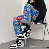 Northeast Big Flower Leisure And Velvet Foot Casual Pants Large Size Chinese Wind Peony National Characteristics And Velvet Big Flower Pants-Outfit